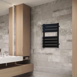 NRG Flat Panel Heated Towel Rail Bathroom Rad Radiator Black - 650x500mm