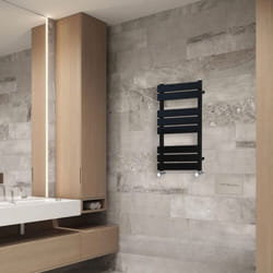 NRG Flat Panel Heated Towel Rail Bathroom Rad Radiator Black - 800x450mm