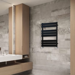 NRG Flat Panel Heated Towel Rail Bathroom Rad Radiator Black - 800x600mm