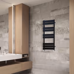 NRG Flat Panel Heated Towel Rail Bathroom Rad Radiator Black - 1000x450mm