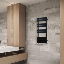 NRG Flat Panel Heated Towel Rail Bathroom Rad Radiator Black - 1000x450mm