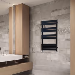 NRG Flat Panel Heated Towel Rail Bathroom Rad Radiator Black - 1000x600mm
