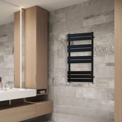 NRG Flat Panel Heated Towel Rail Bathroom Rad Radiator Black - 1000x600mm