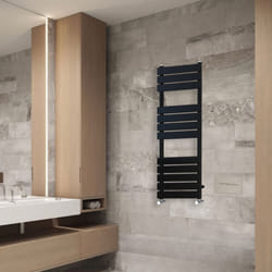 NRG Flat Panel Heated Towel Rail Bathroom Rad Radiator Black - 1200x450mm