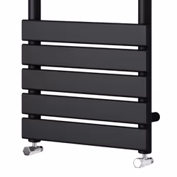 NRG Flat Panel Heated Towel Rail Bathroom Rad Radiator Black - 1200x450mm