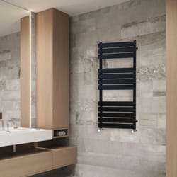 NRG Flat Panel Heated Towel Rail Bathroom Rad Radiator Black - 1200x600mm