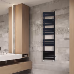 NRG Flat Panel Heated Towel Rail Bathroom Rad Radiator Black - 1600x450mm