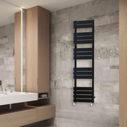 NRG Flat Panel Heated Towel Rail Bathroom Rad Radiator Black - 1600x450mm