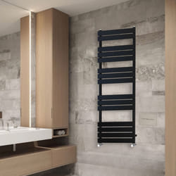 NRG Flat Panel Heated Towel Rail Bathroom Rad Radiator Black - 1600x600mm