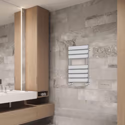NRG Flat Panel Heated Towel Rail Bathroom Rad Radiator Chrome - 650x400mm