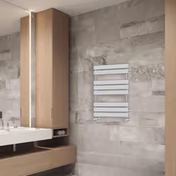 NRG Flat Panel Heated Towel Rail Bathroom Rad Radiator Chrome - 800x600mm