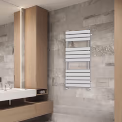 NRG Flat Panel Heated Towel Rail Bathroom Rad Radiator Chrome - 1200x600mm