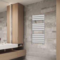 NRG Flat Panel Heated Towel Rail Bathroom Rad Radiator Chrome - 1200x600mm