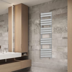 NRG Flat Panel Heated Towel Rail Bathroom Rad Radiator Chrome - 1600x450mm