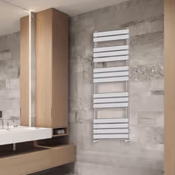 NRG Flat Panel Heated Towel Rail Bathroom Rad Radiator Chrome - 1600x600mm