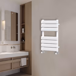 NRG Flat Panel Heated Towel Rail Bathroom Rad Radiator White - 650x400mm