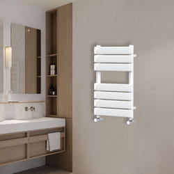 NRG Flat Panel Heated Towel Rail Bathroom Rad Radiator White - 650x400mm