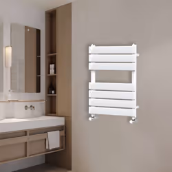 NRG Flat Panel Heated Towel Rail Bathroom Rad Radiator White - 650x500mm