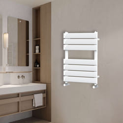 NRG Flat Panel Heated Towel Rail Bathroom Rad Radiator White - 650x500mm