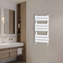 NRG Flat Panel Heated Towel Rail Bathroom Rad Radiator White - 800x450mm