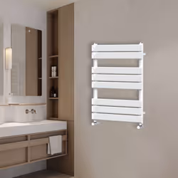 NRG Flat Panel Heated Towel Rail Bathroom Rad Radiator White - 800x600mm