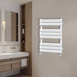 NRG Flat Panel Heated Towel Rail Bathroom Rad Radiator White - 800x600mm