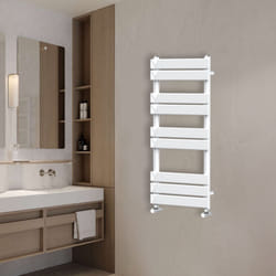 NRG Flat Panel Heated Towel Rail Bathroom Rad Radiator White - 1000x450mm