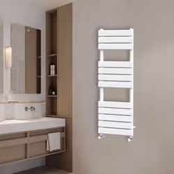 NRG Flat Panel Heated Towel Rail Bathroom Rad Radiator White - 1200x450mm