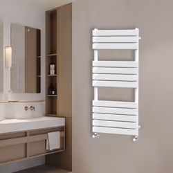 NRG Flat Panel Heated Towel Rail Bathroom Rad Radiator White - 1200x600mm