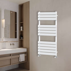 NRG Flat Panel Heated Towel Rail Bathroom Rad Radiator White - 1200x600mm