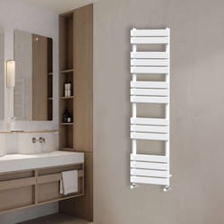 NRG Flat Panel Heated Towel Rail Bathroom Rad Radiator White - 1600x450mm