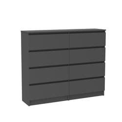 Modern Chest of Drawers Bedroom 8 Drawer Furniture Storage Bedside Cabinet - Dark Grey