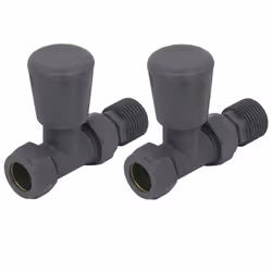 NRG Standard Anthracite Straight Manual Radiator Valve Central Heating Taps One Pair