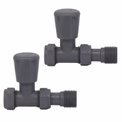 NRG Standard Anthracite Straight Manual Radiator Valve Central Heating Taps One Pair