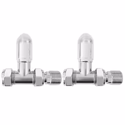 NRG Chrome Straight Manual Valve Towel Rail Designer Radiator Valves Central Heating Taps One Pair