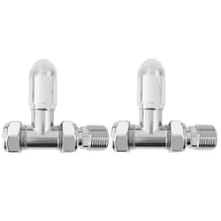 NRG Chrome Straight Manual Valve Towel Rail Designer Radiator Valves Central Heating Taps One Pair