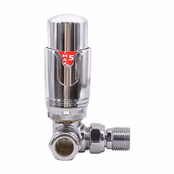 Corner Thermostatic Towel Rail Radiator Valve 15mm Central Heating Taps Chrome