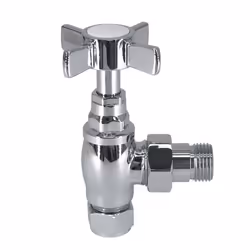 Towel Radiator Rail Valves Chrome Angle Central Heating Taps 15mm (Pair)