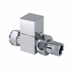 Modern Square Towel Rail Straight Chrome Radiator Valves Certral Heating Taps 15 mm (Pair)