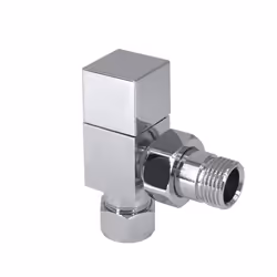 Modern Square Towel Rail Angled Chrome Radiator Valves Certral Heating Taps 15 mm (Pair)