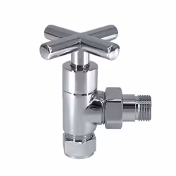 Pair of Angled Chrome Radiator Valves Round Certral Heating Taps 15mm
