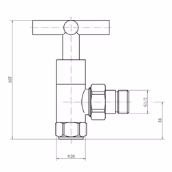 Pair of Angled Chrome Radiator Valves Round Certral Heating Taps 15mm