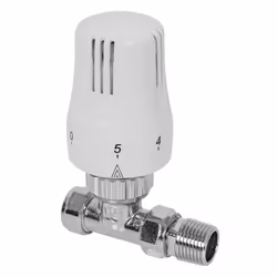 Standard Thermostatic Radiator Valve Straight 15mm x 1/2" White Chrome