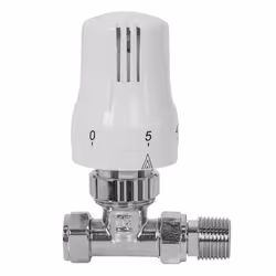 Standard Thermostatic Radiator Valve Straight 15mm x 1/2" White Chrome