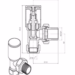 15mm Angled Manual Radiator Valves Towel Rail Designer Valve