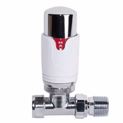 Modern TRV Straight Thermostatic Radiator Valve for Towel Rails 15mm Central Heating Taps with Manual Straight Valve