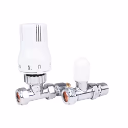Thermostatic Straight 15mm Radiator Valve and Lockshield with 15-10mm Reducer