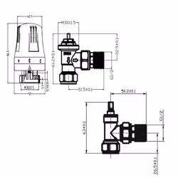 NRG 15mm Angled Thermostatic Radiator Valve and Manual Angled Valves Anthracite