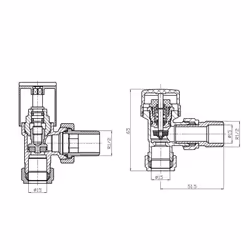 NRG Designer 15mm Chrome Angled TRV Thermostatic Radiator Valves Central Heating Tap and Manual Angled Valves