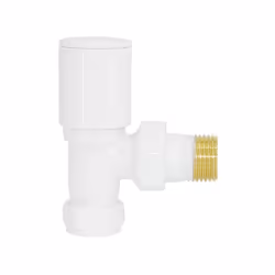 15mm x 1/2" White Angled Manual Towel Rail Designer Radiator Valves One Pair